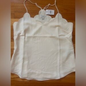 Jcrew scalloped edge neckline, bone color top, size 4.